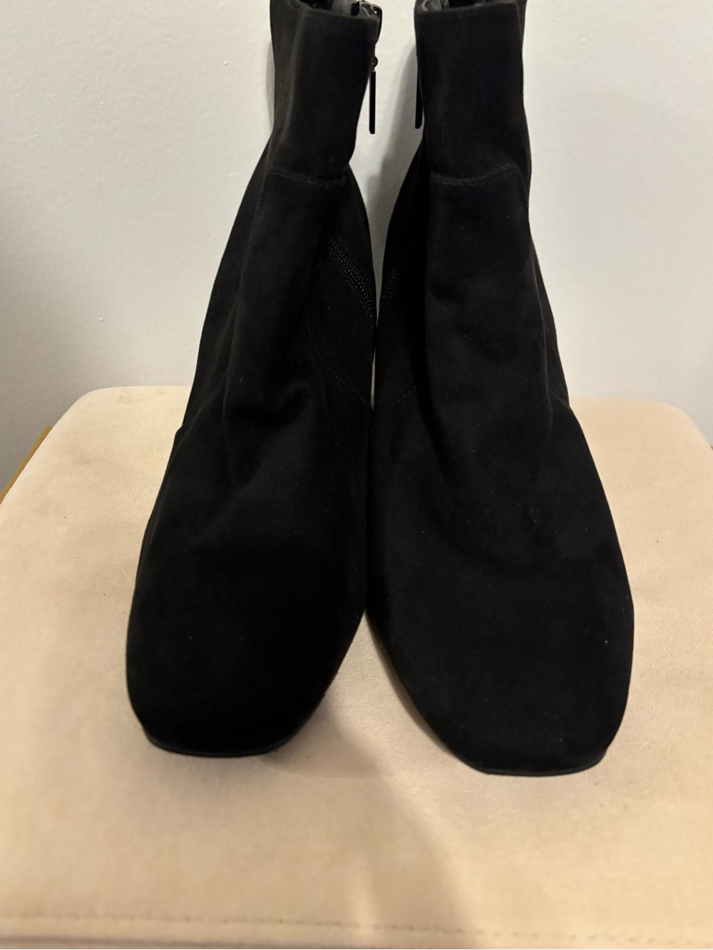 Primark Black Stretch Suede Ankle Booties